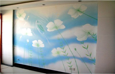 谷城画墙绘怎么画好白云的蓬松感？