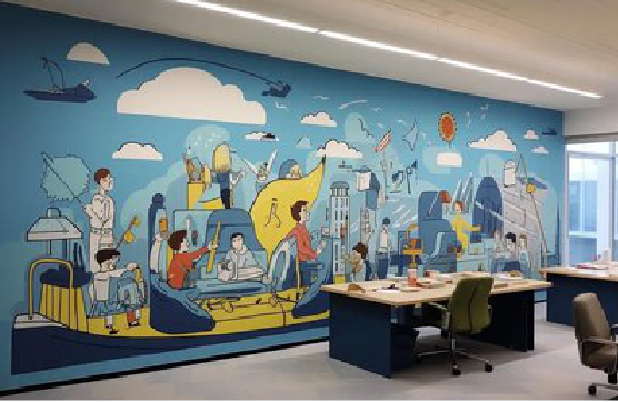 谷城办公室墙绘的特点。