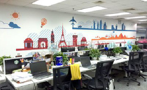 谷城教你设计办公室墙绘的方法。