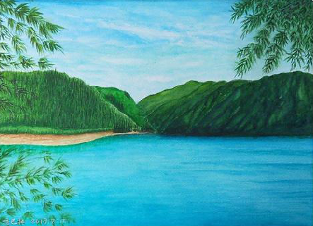 谷城在墙绘中，如何绘画绿水青山？